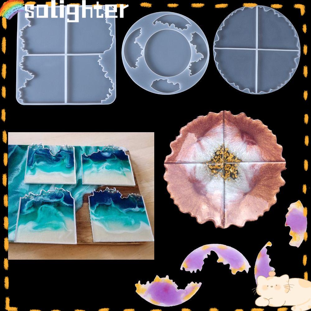 Solighter Resin Coaster Cetakan Baru Geode Coaster Mold Epoxy Tatakan Gelas Tidak Teratur