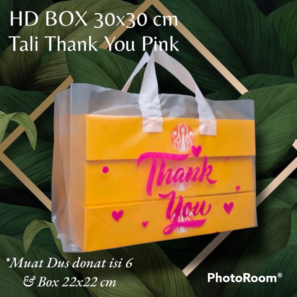 ( ECER ) Kantong Plastik HD Box Donat Motif Thank You / Kantong Kresek HD Dus Donat isi 6