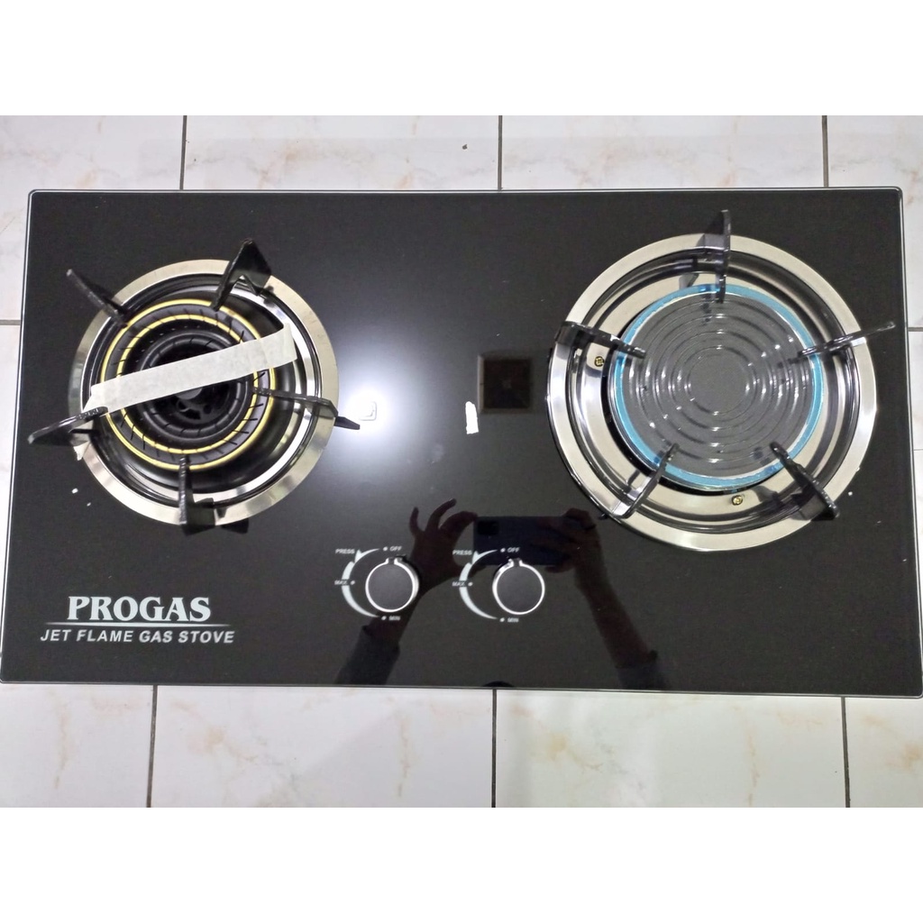 KOMPOR PROGAS 2 TUNGKU KACA FULL HITAM NEW!!!