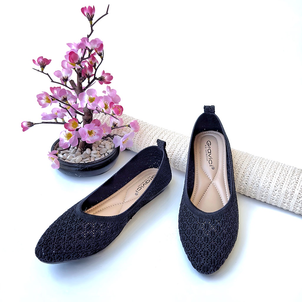 GRAVICI - Sepatu Flat Rajut Import Wanita Elegan DO-17