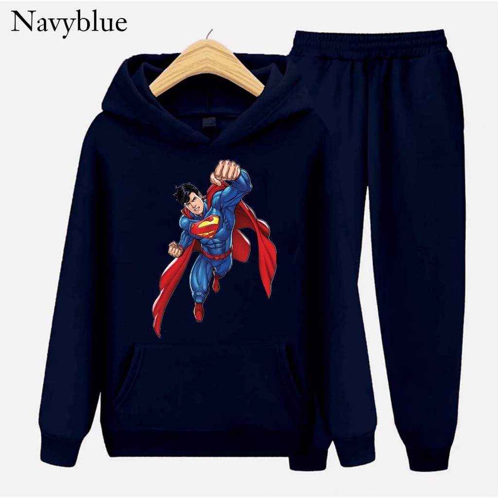 Hzl_outfit Setelan Sweater Superman Anak Laki-Laki S.M.XL