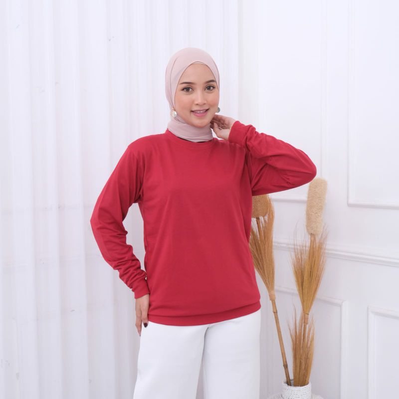 Sweater Warna Merah Red Polos Unisex Basic Babyterry