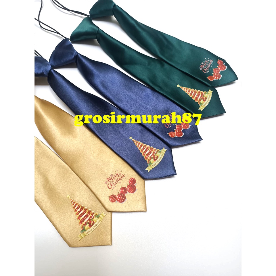 Dasi anak motif natal christmas hitam, navy, kuning, pink, hijau dan merah ready stok grosir dan ecer