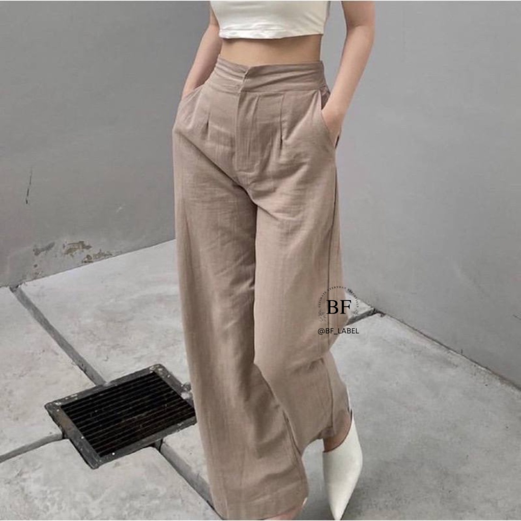 Celana kulot linen highwaist 2239 Linen import | celana kulot wanita by@bf_label