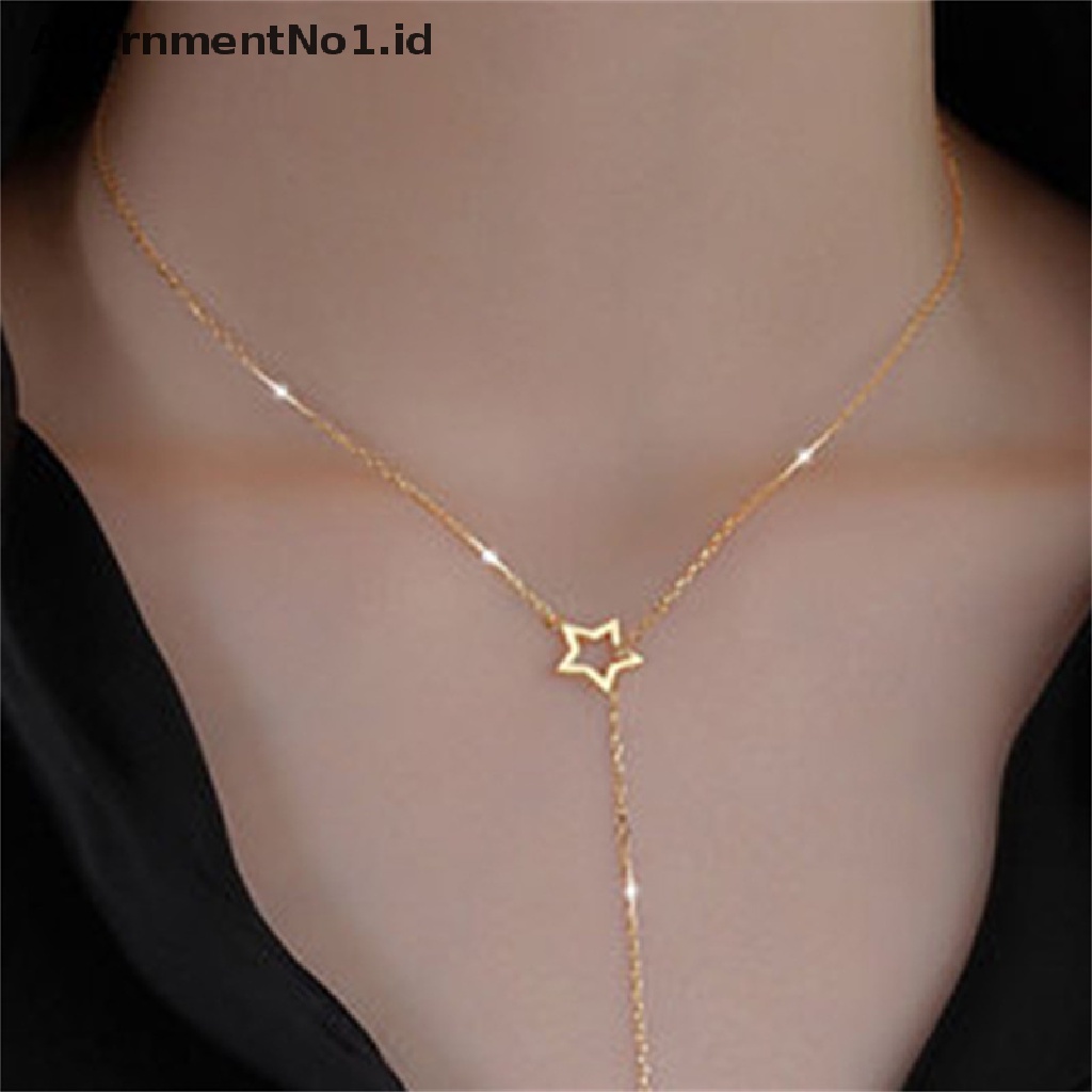 [AdornmentNo1] Kalung Zircon Stars Untuk Wanita Desain Hollow Kalung Rantai Klavikula Elegan [ID]