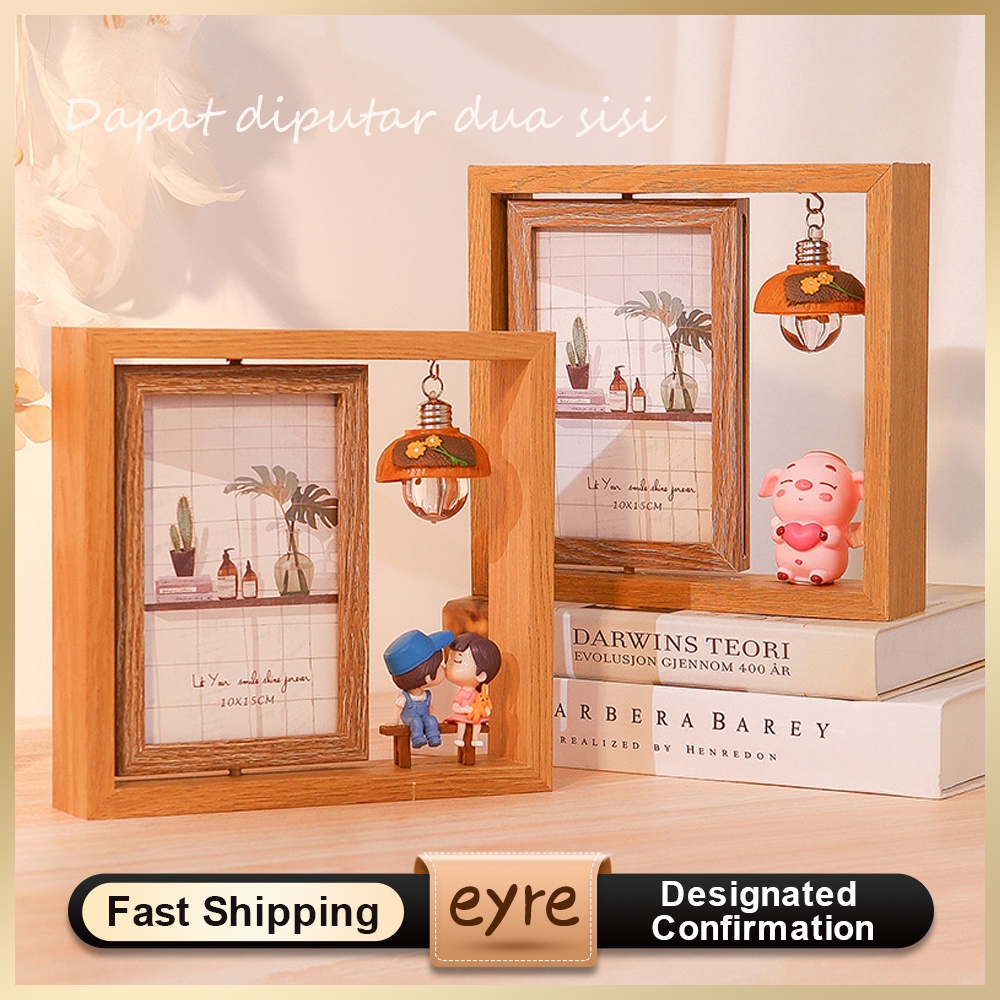 Eyre 6 inci kreatif modern dua sisi berputar bingkai foto berputar berdiri album foto yang