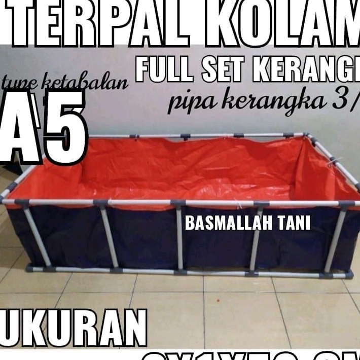 full set terpal kolam ikan 2x50x50 type A5 fullset beserta kerangkanya