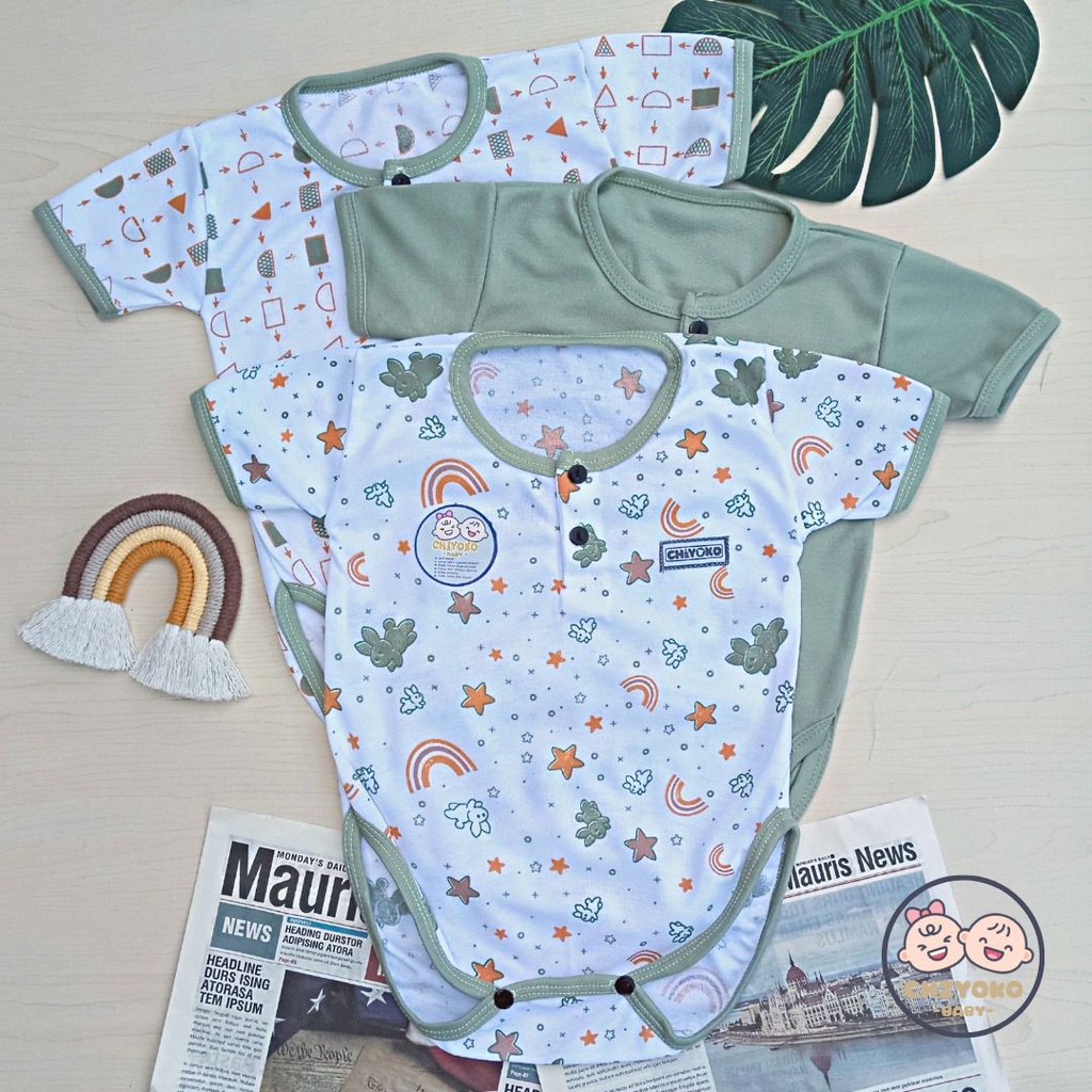 3 Pcs Jumper Bayi Jumpsuit Segitiga SERIAN HIJAU Chiyoko Baby