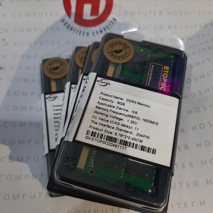 RAM LAPTOP DDR3L 8GB 4GB ETOPSO SODIMM 1600MHZ / PC12800 1.3V