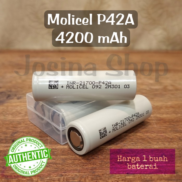 BATERAI 21700 MOLICEL P42A - 4200 MAH 45A 100% ORIGINAL