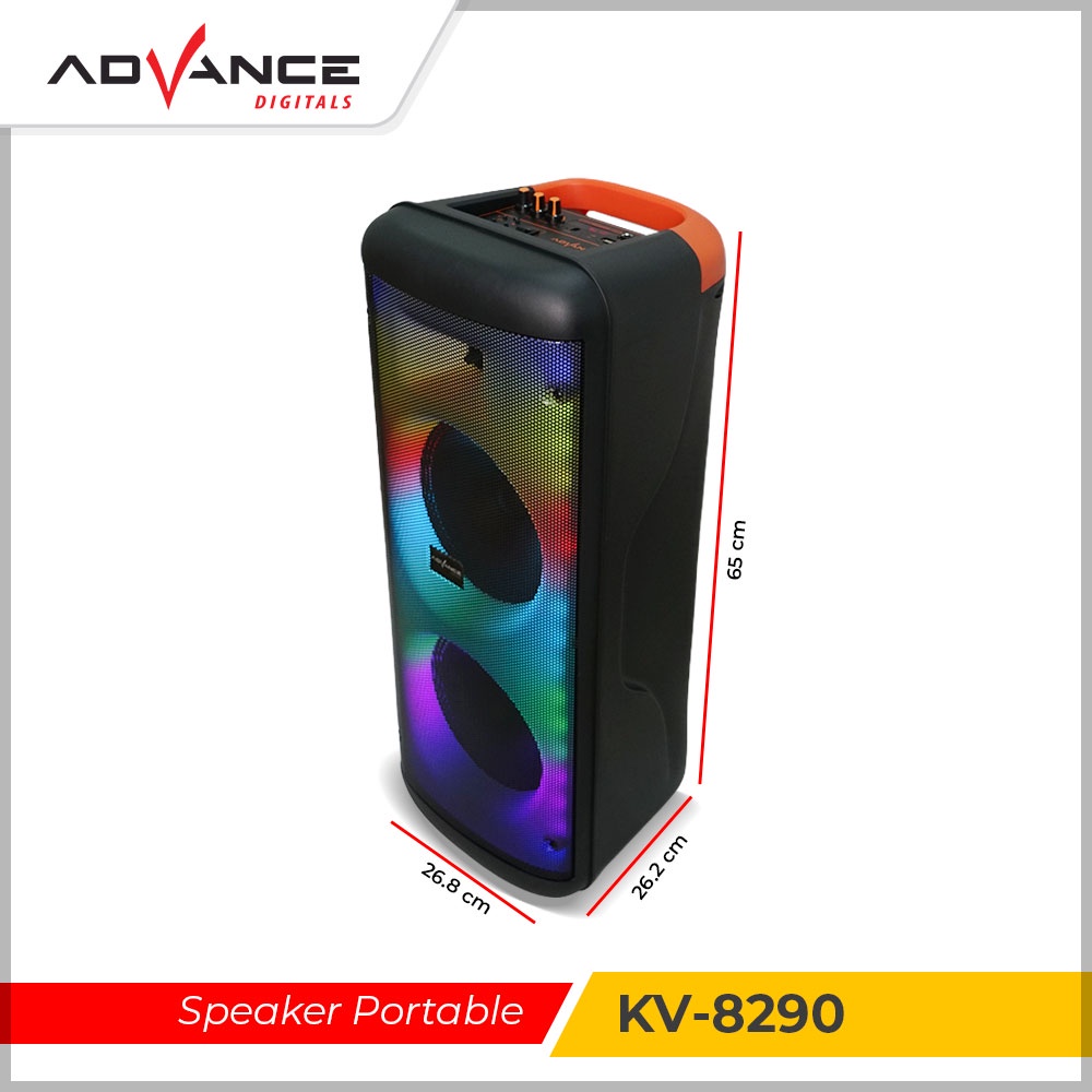 Advance KV-8290 Speaker Aktif Bluetooth 8&quot; Free 1 Mic Karoke RGB Light