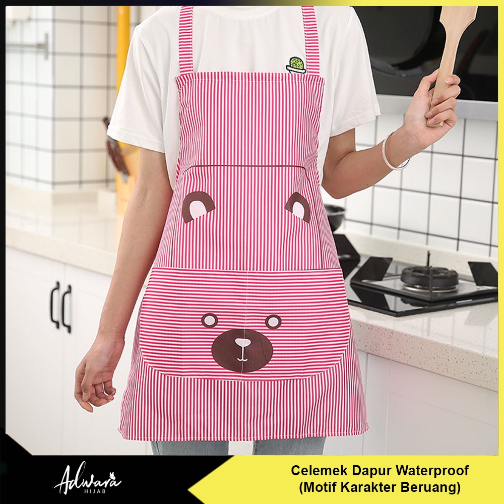 Celemek Dapur Waterproof / Celemek Masak Serbaguna Motif Karakter Beruang
