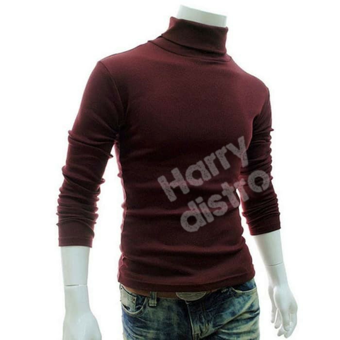 [PREMIUM] turtleneck leher tinggi Kaos polos pria korea kaos lengan panjang
