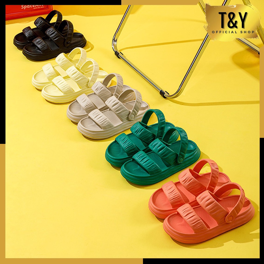 T&amp;Y Sandal jelly wanita Soft Slipper Anti Slip Elastic Empuk PVC sol tebal 6677 import terbaru Sandal santai murah untuk wanita