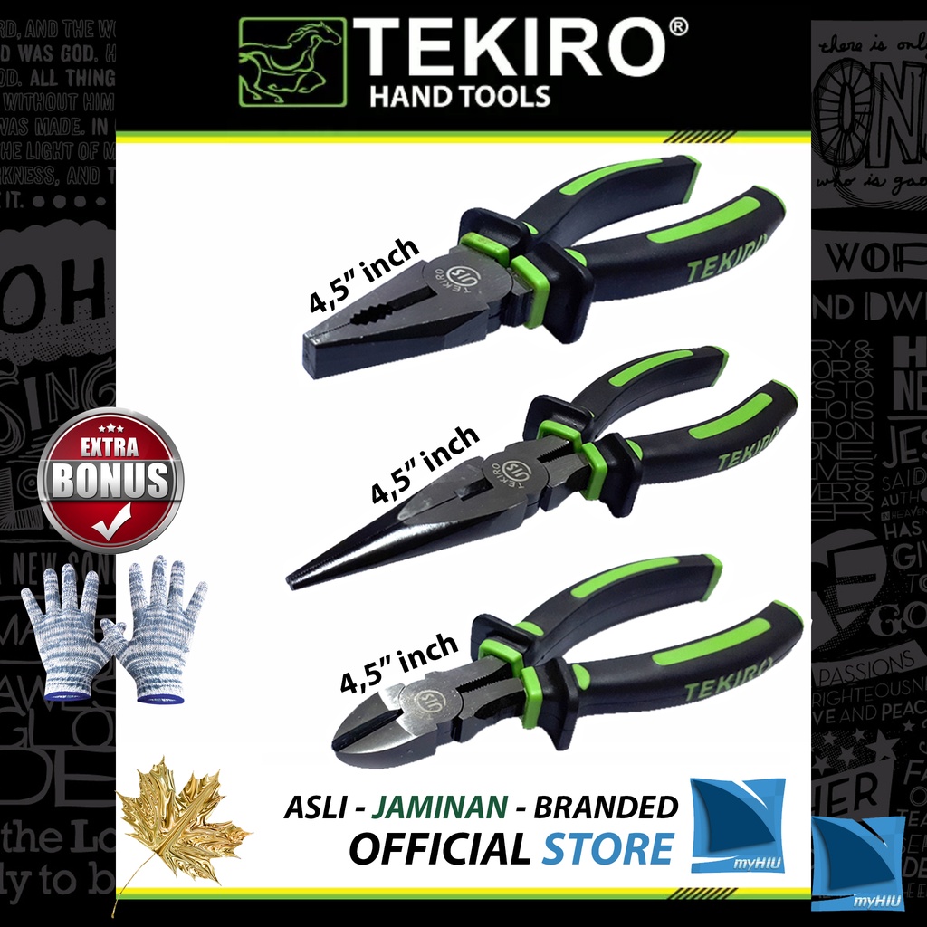 Tang Kombinasi + Potong + Lancip Isi 3 pcs COMBO MURAH BERHADIAH - Light Duty Pliers TEKIRO