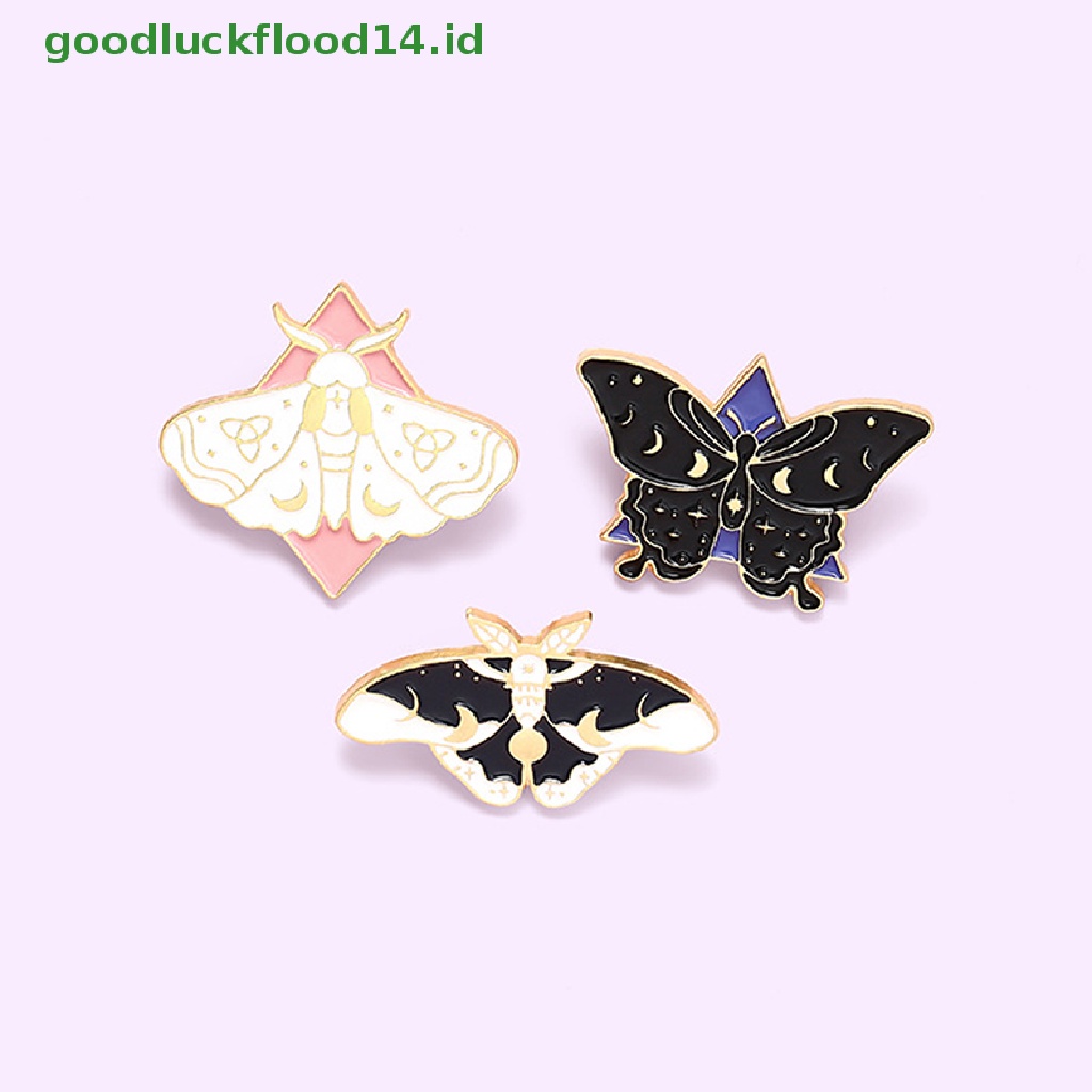 [GOOGFOUR] 3pcs Pin Enamel Kupu-Kupu Ngengat Fase Bros Tas Pakaian Lapel Pin Lencana Hadiah [TOP]