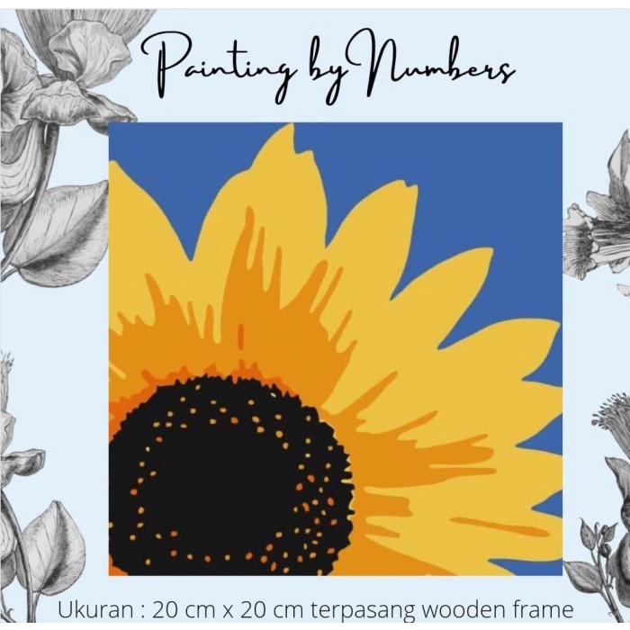 

[TERBARU] DIY painting by number 20x20cm kerajinan tangan - FLOWER - PAINT ONLY