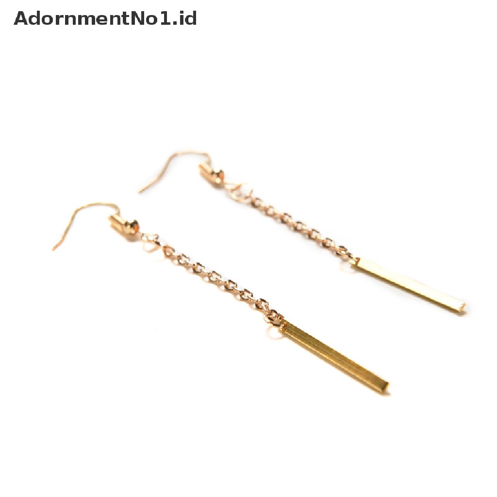 [AdornmentNo1] Fashion Perhiasan Wanita Berlapis Emas Panjang Menjuntai Drop Chain Hook Earrings Ear Stud [ID]