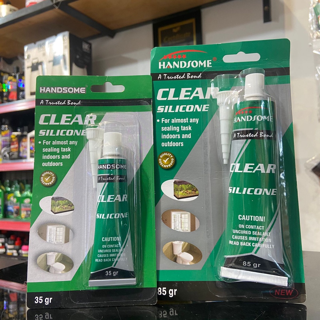 Lem Kaca Silicone Sealant Clear Tube Handsome - 35gr