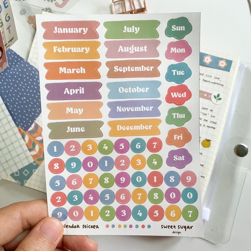 

60 pcs/ Calendar sticker / stiker deco / jurnal / planner
