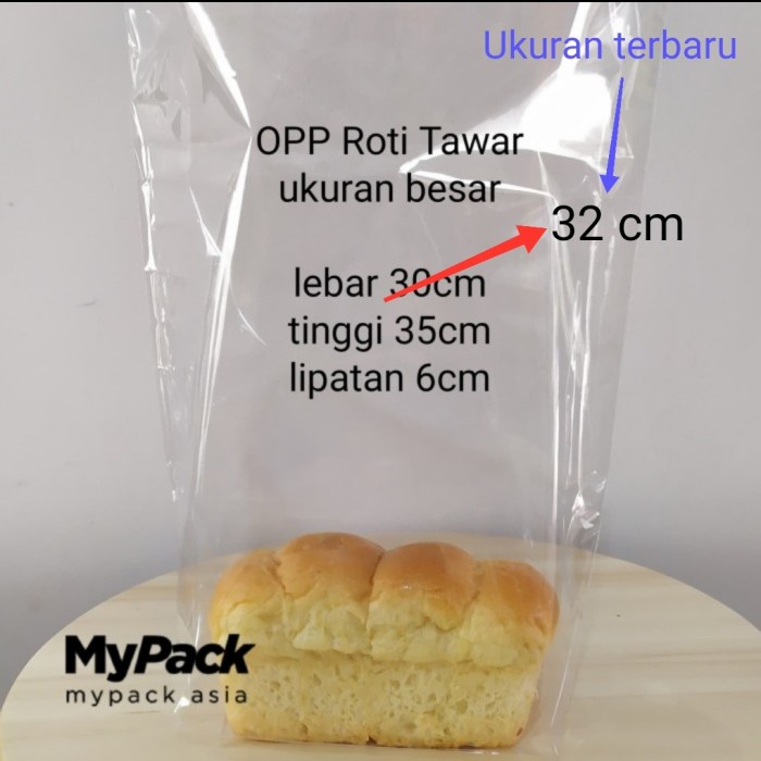 PLASTIK OPP ROTI TAWAR BESAR (L.30 X T.35 X LIPATAN 6CM)