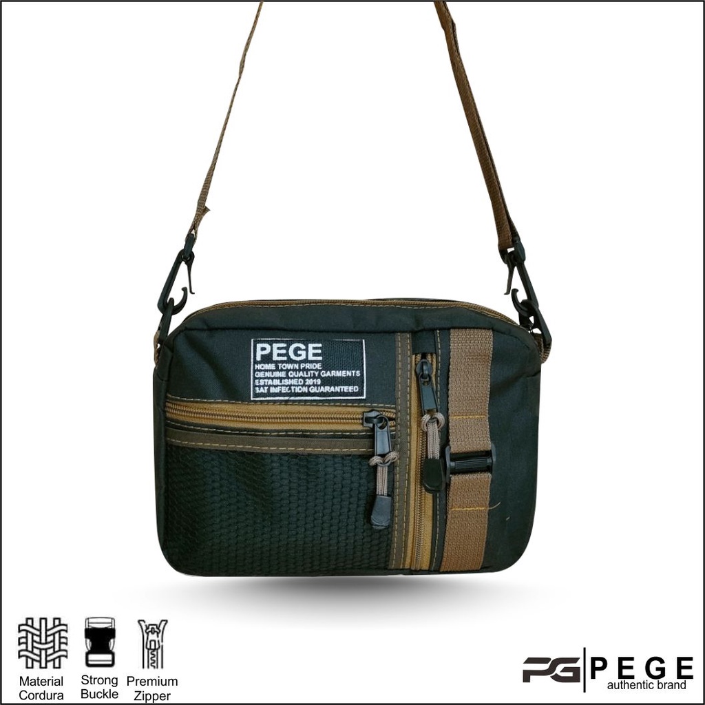 Tas Selempang Pria PEGE Dosei Slingbag Kombinasi Coklat Kasual - PG 8955