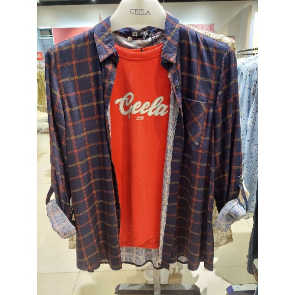 kemeja kotak kotak lengan panjang brand Geela