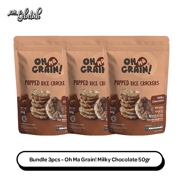 

Bundle 3pcs - Oh Ma Grain! Popped Rice Crackers Milky Chocolate 50gr