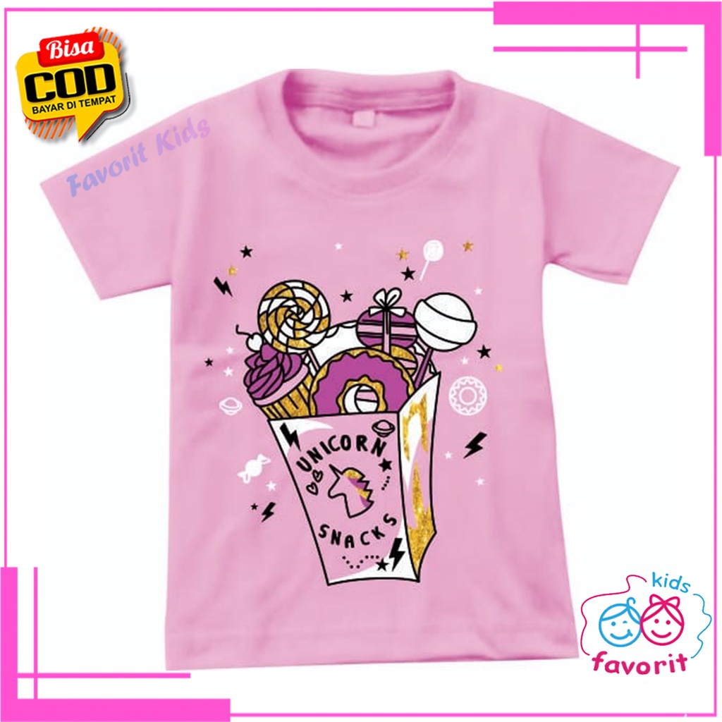 Favorit kids Baju anak perempuan motif unicron candy atasan lengan pendek