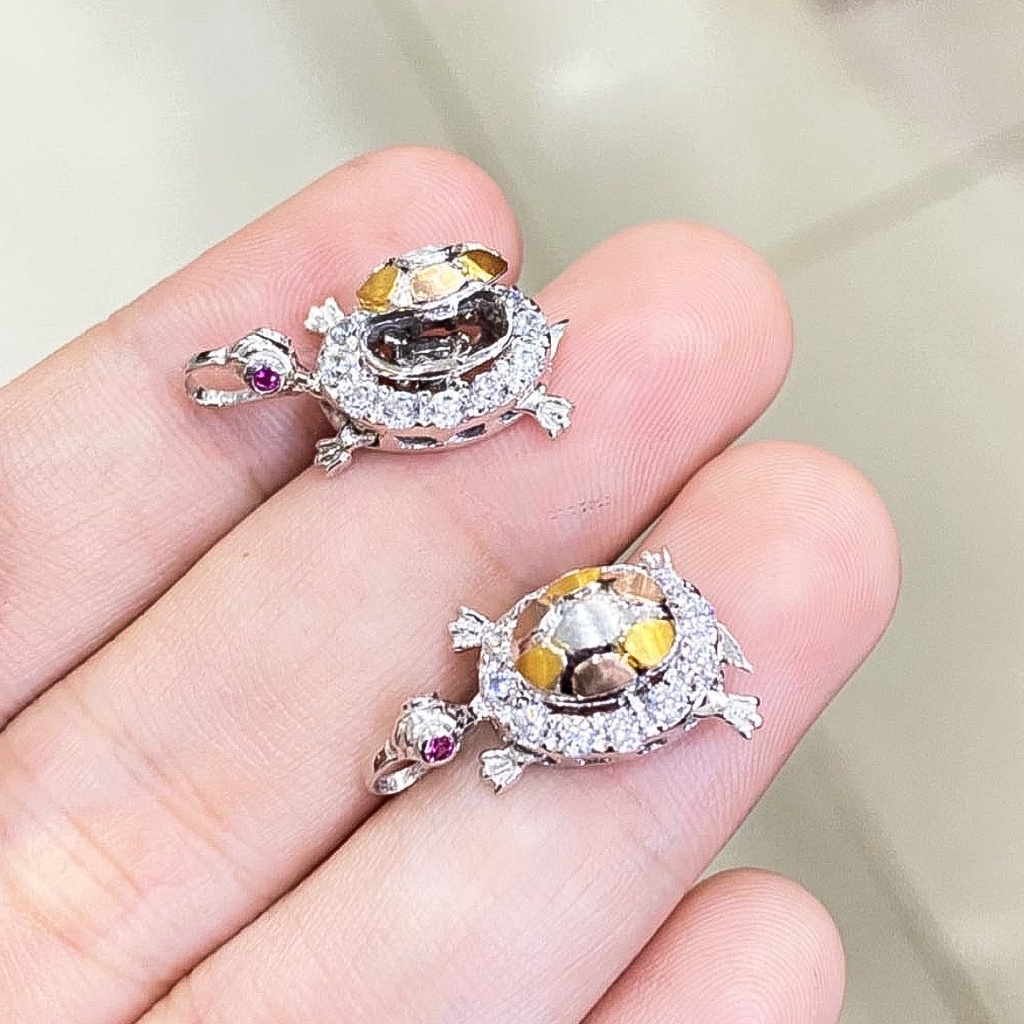 Liontin kalung cincin anak dan dewasa emas asli kadar 700 750 70 75 16k 17k kura kura2 mix 3 warna kombinasi whitegold mainan rantai kura-kura