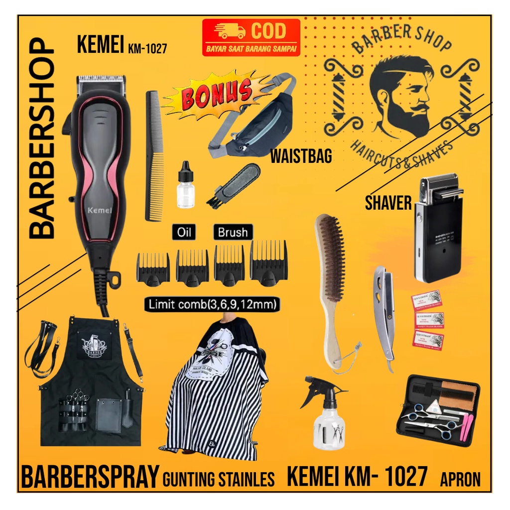 Paket Barbershop Lengkap 1 Set Pangkas Rambut Murah Alat Cukur Rambut
