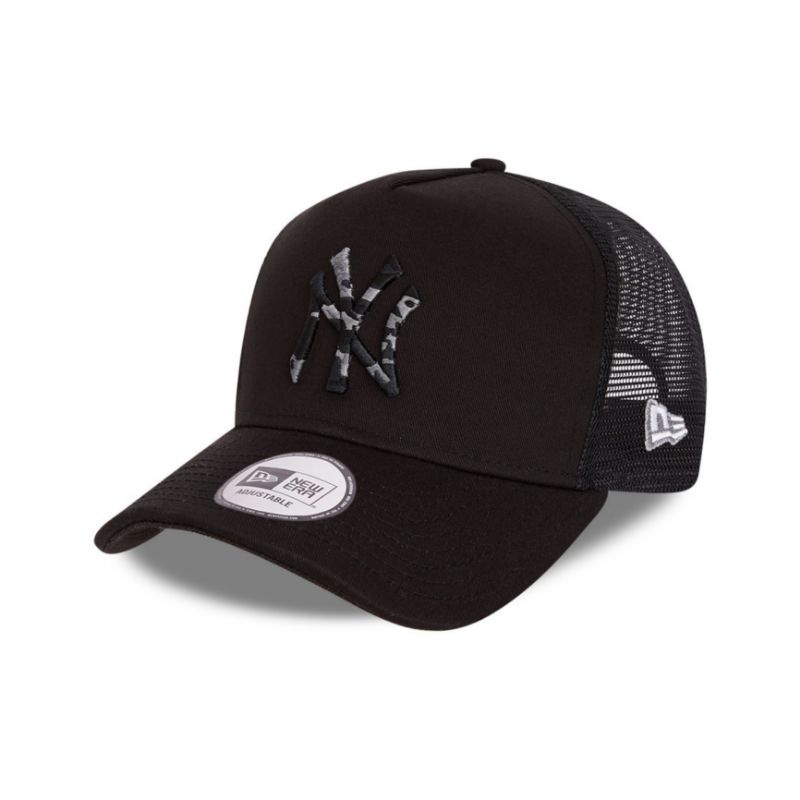 Topi New Era Cap New York Yankees Logo Camo Black Type A Frame Trucker 9Forty Adjustable Original