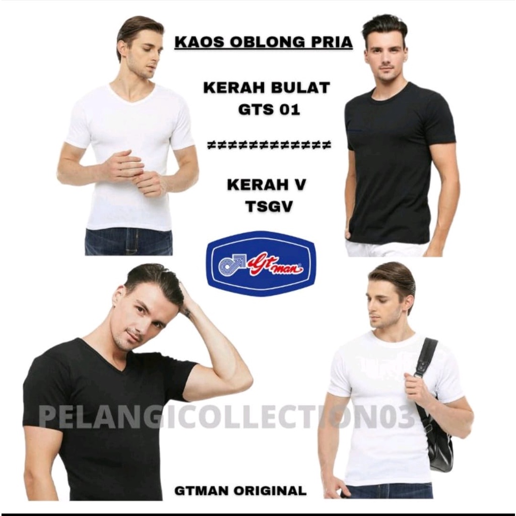 KAOS OBLONG PRIA GTMAN KERAH BULAT &amp; KERAH V