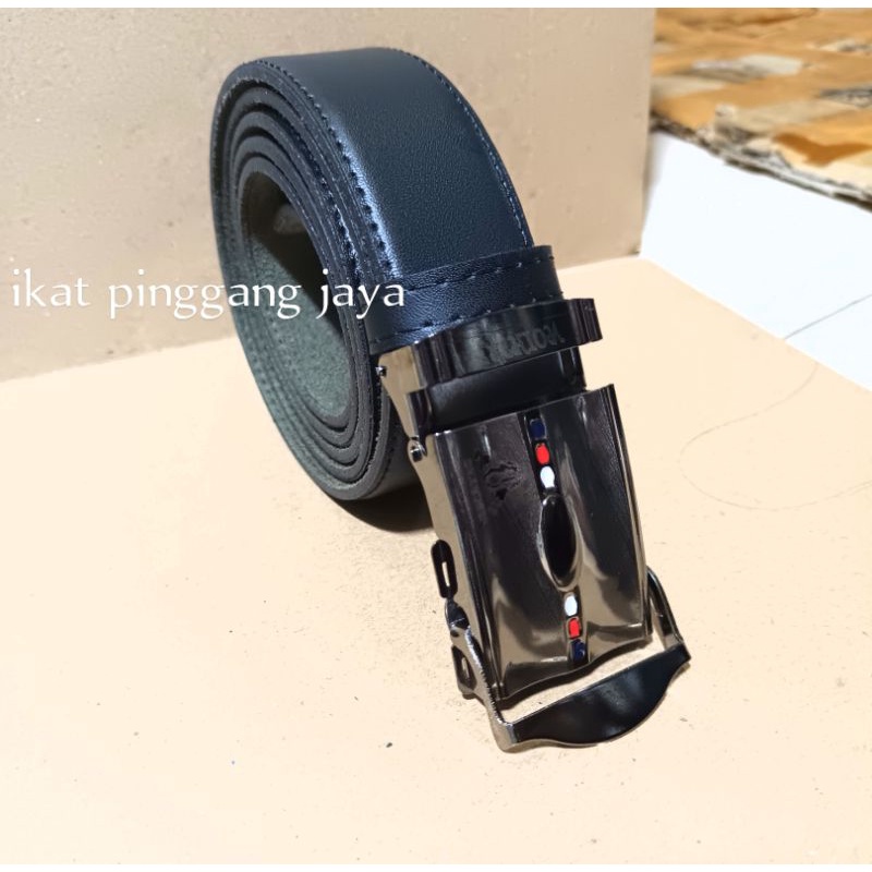 ikat pinggang peria kulit imitasi  model gesper angkat jepi silver 145