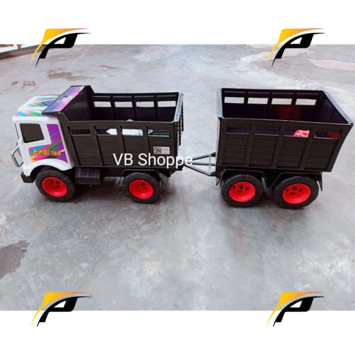 MAINAN ANAK MOBIL TRUK GANDENG ANGKUTAN JUMBO ENGKEL BAK TERBUKA TERBARU