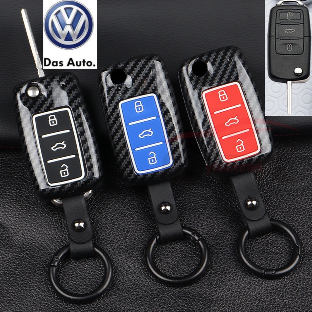 1pc Remote Fob Holder Case Shell Silikon Serat Karbon Cover Kunci Mobil Case Untuk Volkswagen VW Golf Bora Jetta POLO Passat B5 B6 Tiguan Kumbang LAVIDA Skoda Octavia A5 Fabia Kursi Ibiza