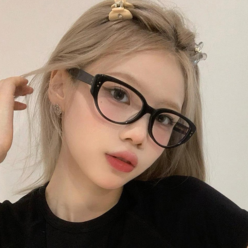 Kacamata Korea Anti Blue Light Vintage Cat Eye Sunglasses Untuk Wanita Pria