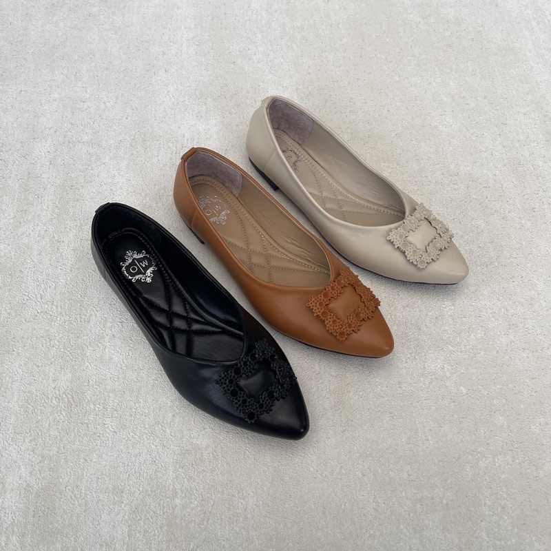 Faduzzi Sepatu Flatshoes Wanita JI-YIN Sepatu Wanita Tanpa Hak Acecories Logam