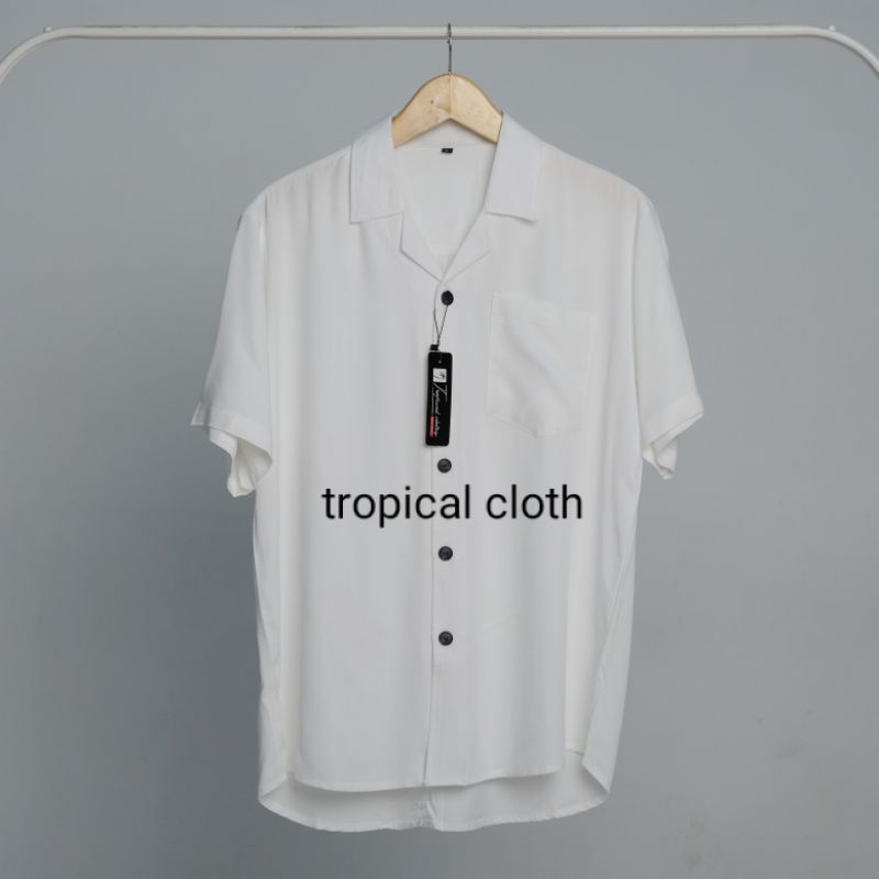 ~KEMEJA POLOS LENGAN PENDAK HAWAIAN CLASSIC SHIRT KEMEJA PANTAI RAYON kemeja krah piama pria