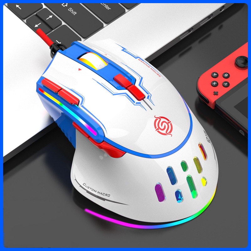 Imice Cool Game Mouse Wired 6400di Mice Nine Button RGB Lighting Untuk Gaming Dengan Kunci Api Mendukung Definisi Makro Mouse Mekanik