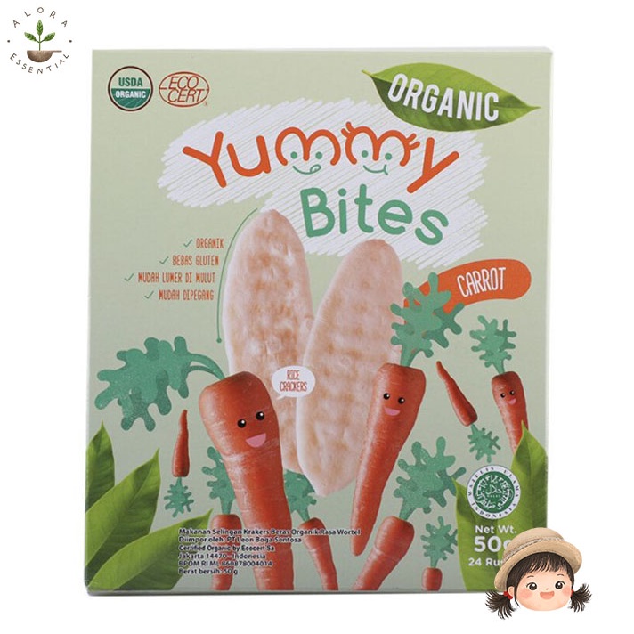 Yummy Bites Rice Crackers Organic Carrot 50gr