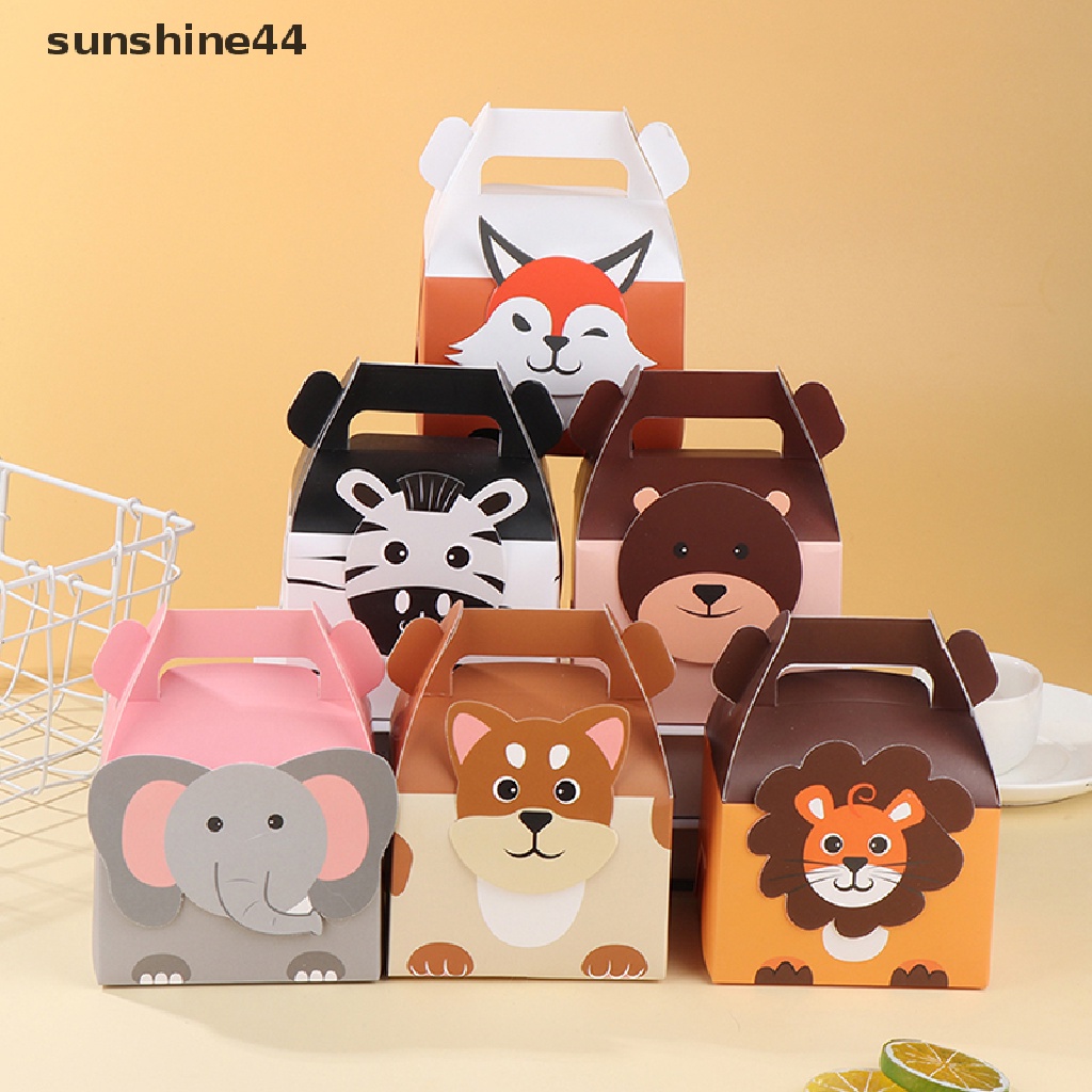 Sunshine 6 Pcs Kartun Hewan Beruang Rubah Harimau Tas Permen Hutan Pesta Nikmat Hadiah Kotak.