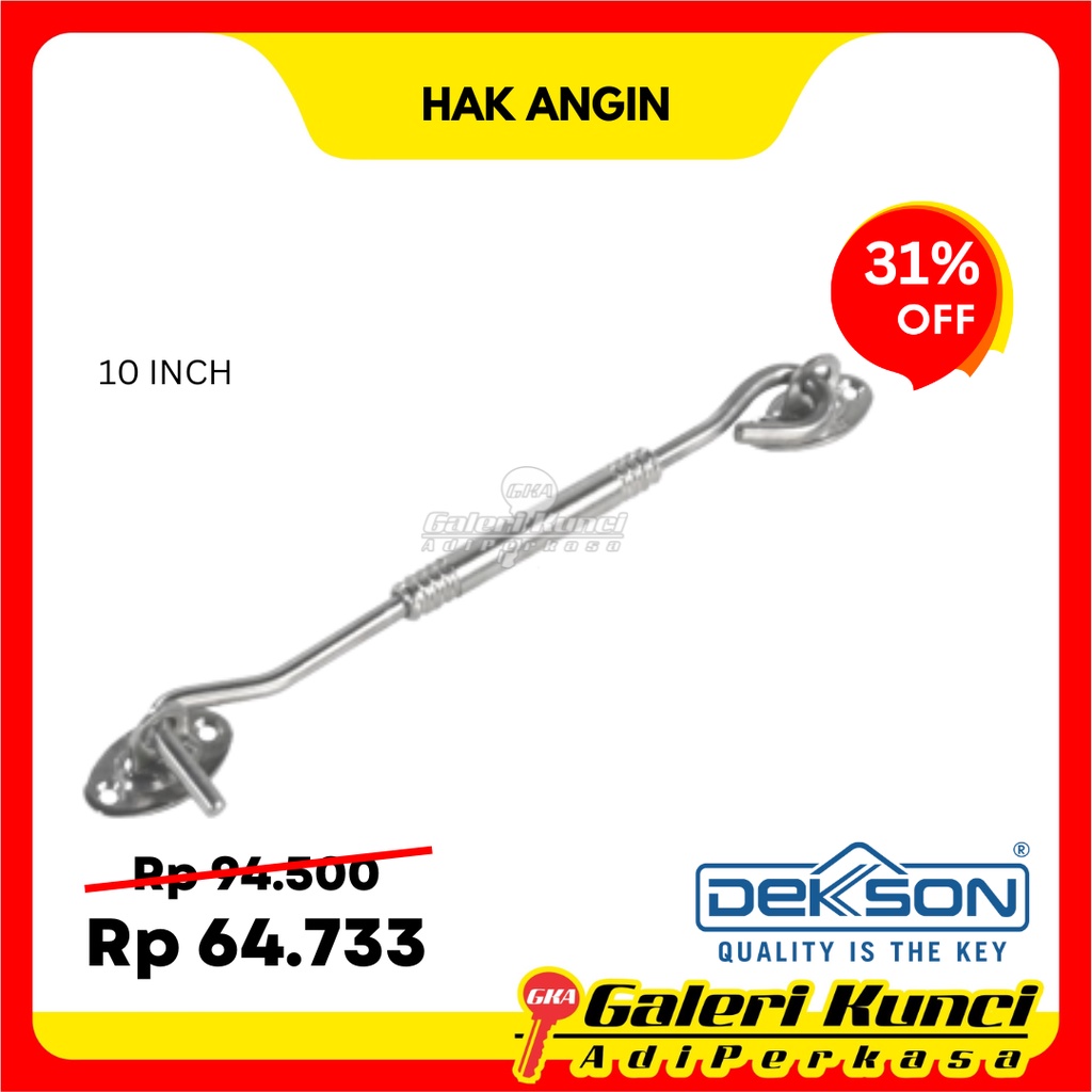 Hak Angin Dekson Dekkson New 10 Inch SS Kait Angin Penahan Jendela