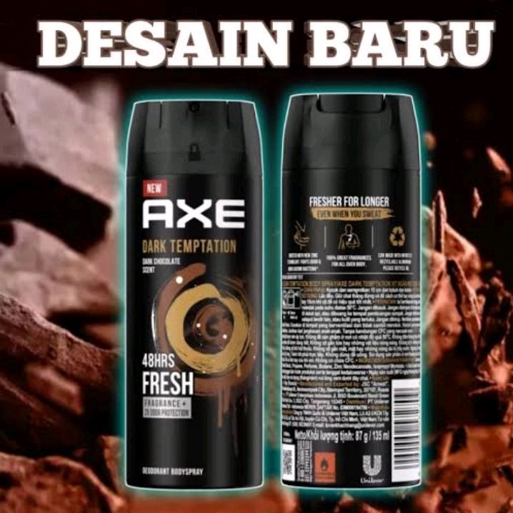 AXE DEODORANT BODY SPRAY DARK TEMPTATION 135 ML / PARFUM AXE COKLAT