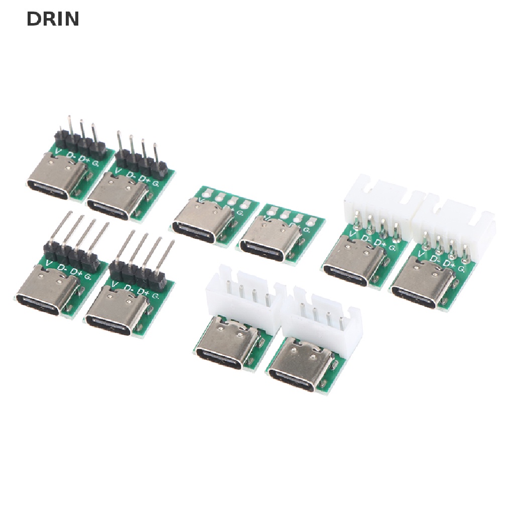 Dr 5PCS Type-C USB3.1 16pin Female Ke 2.54mm Konektor Tipe C 16P Adapter Papan PCB Untuk Kabel Data vn