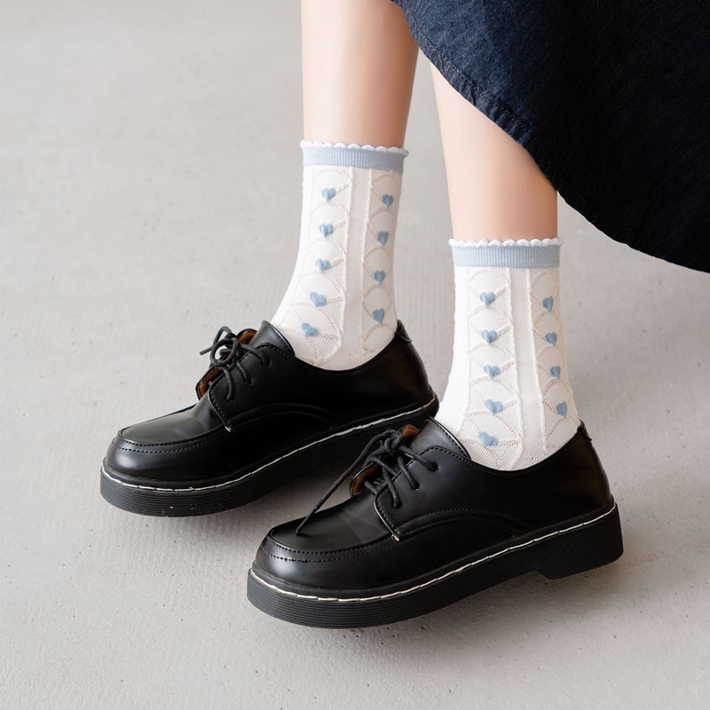 Kaos kaki tipis putih sock fashion anak cewek wanita panjang renda casual lucu etestik motif bunga