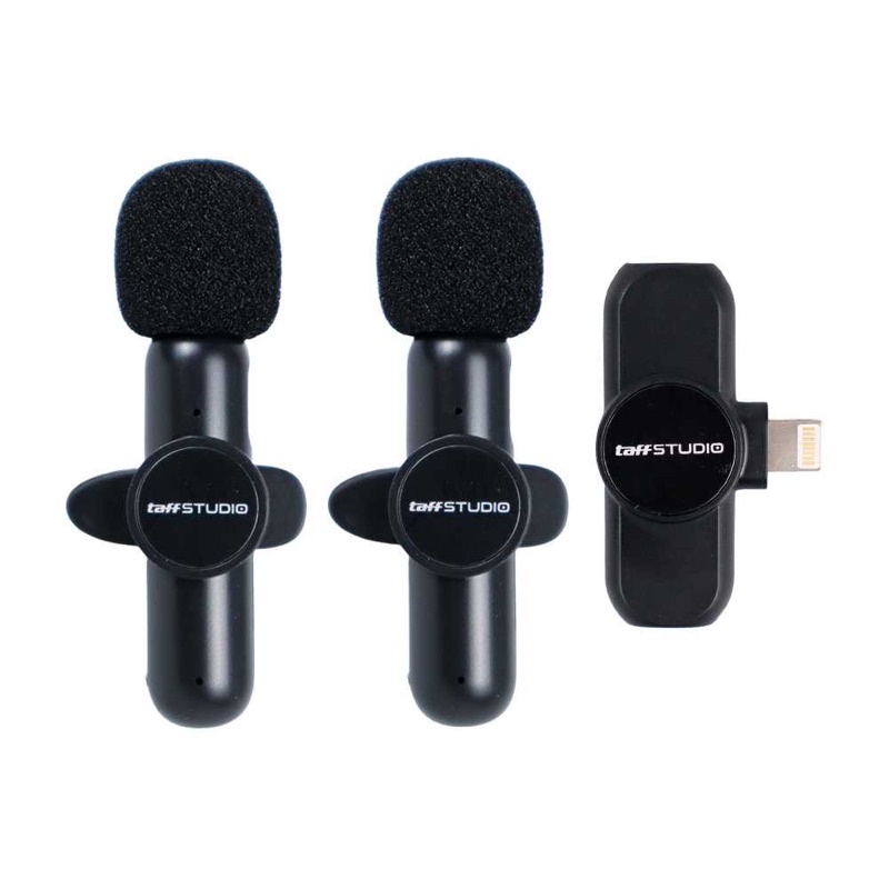 microphone wireless clip on lavalier taffstudio untuk iphone ipad lightning 2 mic