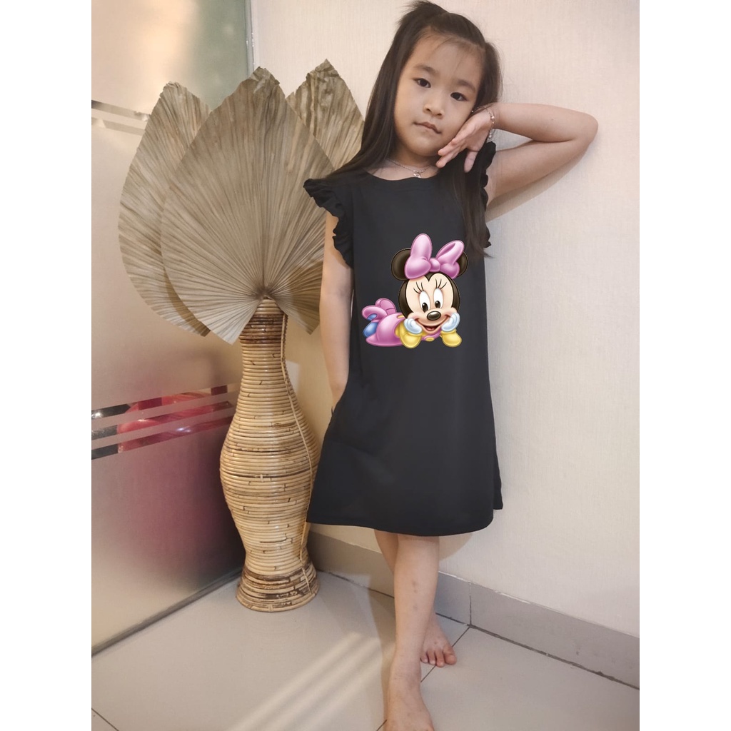 Hzl_outfit DRESS Hazel ANAK PEREMPUAN KERUT LENGAN MINIE BABY/ DRESS ANAK CEWEK LUCU