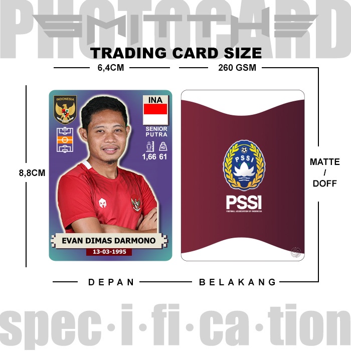 Photocard Pemain Bola Timnas Indonesia Unofficial Photo Card Kartu Ole Romeny Patrick Kluivert