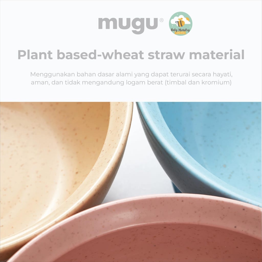 Mugu Wheat Straw Antispill Suction Bowl (340 ml &amp; 450 ml)  / Mangkok Makan Anak Bayi / mangkok suction / mugu / best seller mangkok suction / gift